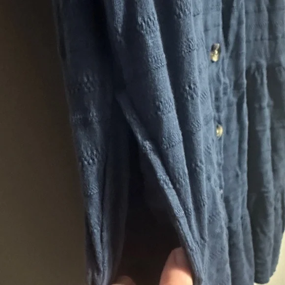 Sonoma Navy Button-Front Tiered Midi Dress - Picture 7 of 11